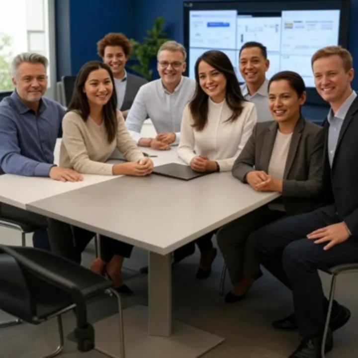 Różnorodny zespół podczas spotkania