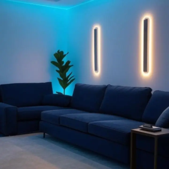 Nowoczesny salon z inteligentnym oświetleniem